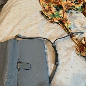 Pebbled Leather Convertible Crossbody- Powder Blue